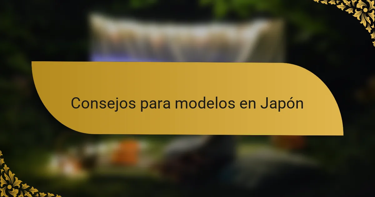 Consejos para modelos en Japón